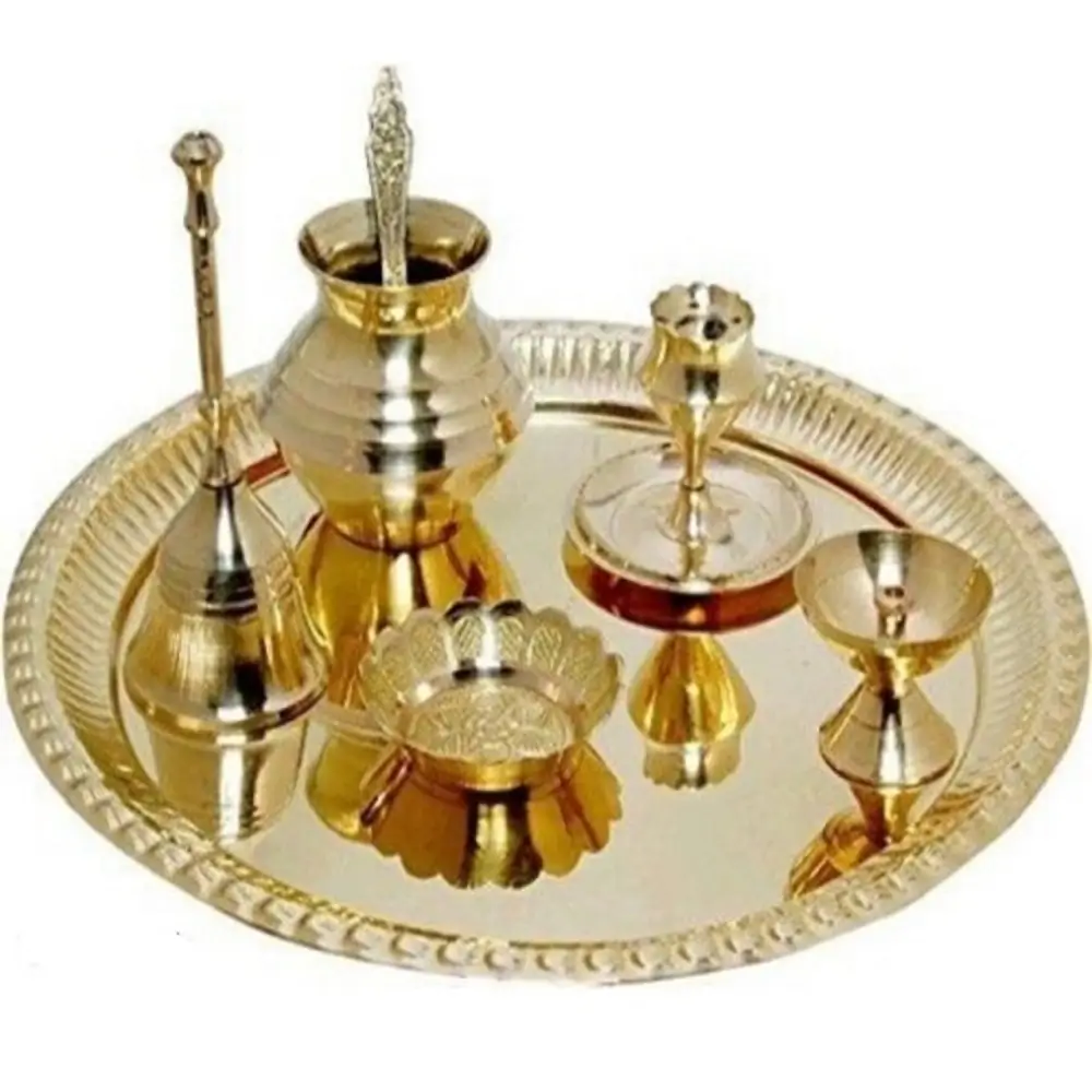 Brass Pooja Thali Set Of Size Inch Pujasamagriwala