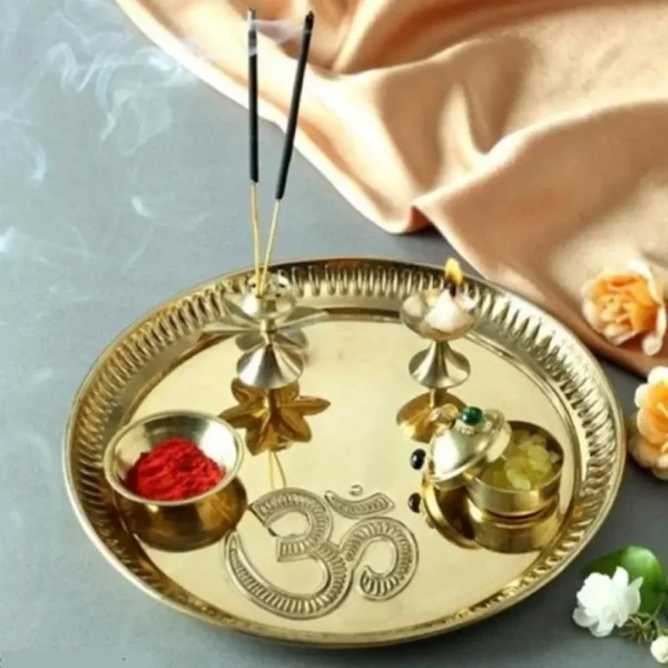 Brass Pooja Aarti Thali Set of 5