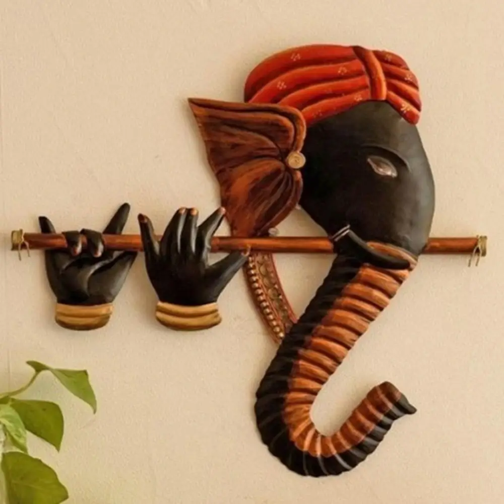 Ganesha Playing Flute Wall Hanging - PujaSamagriWala