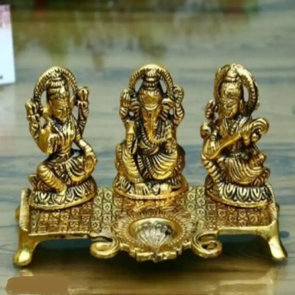 Laxmi Ganesh Sarawati Choki with 1 Diya Set