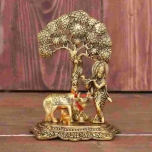 Metal-Lord-Krishna-Idol-with-Kamdhenu-Cow