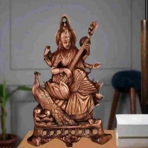 Metal Maa Saraswati Idol Decorative Showpiece
