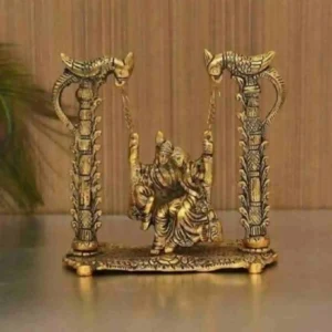 Radha Krishna Idol on Jhula Showpiece for Puja Gift