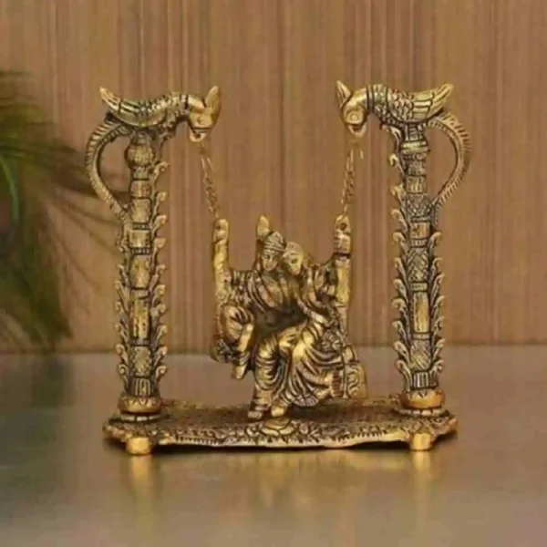 Radha Krishna Idol on Jhula Showpiece for Puja Gift