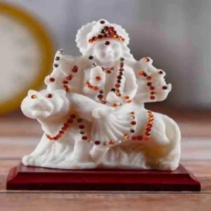 White-Durga-Mata-God-statue-with-wooden-base-for-Car-Dashboard