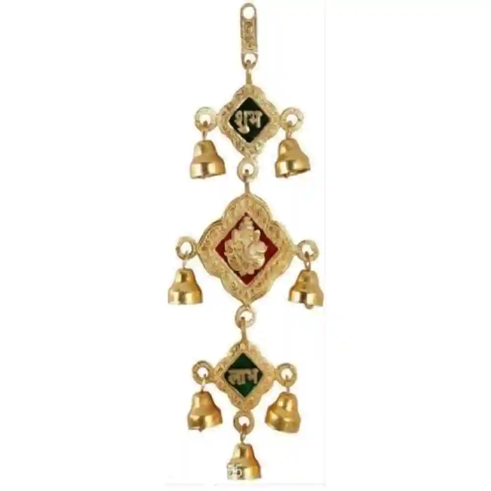Metal Bells with Lord Ganesha Door Wall Hanging