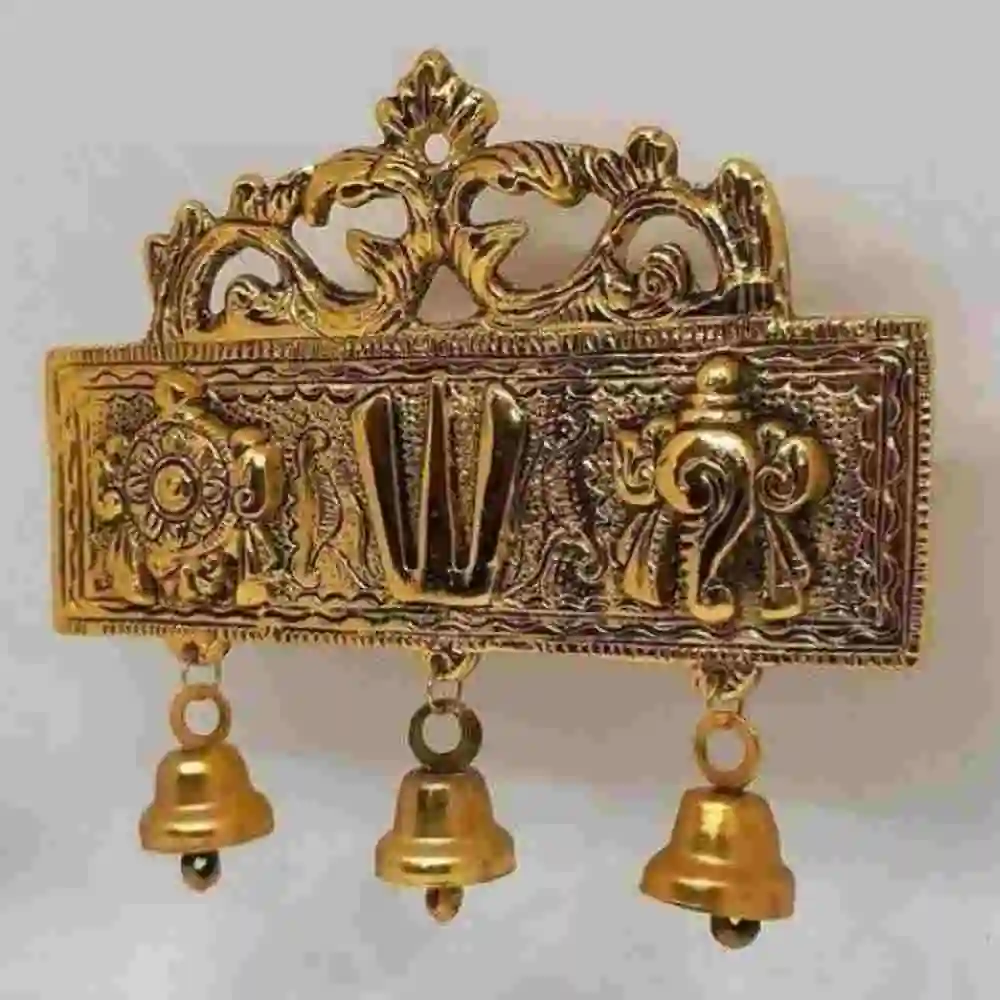 Tirupati Balaji Shankh Chakra Namah Wall Hanging with 3 Bells