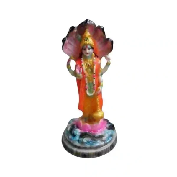 Lord Vishnu Idol in Standing Pose with Sheshnag – Marble Dust Murti for Pooja and Home Decor