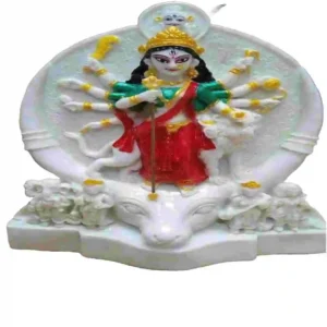 Maa Durga Idol – Marble Dust Durga Mata Statue with Lion and Arch Design