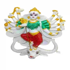 Maa Durga Idol – Marble Dust Durga Mata Statue with Multiple Arms Riding Lion