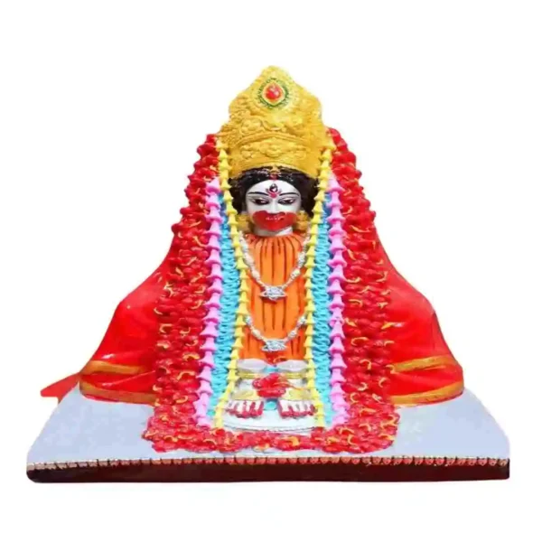 Sitting Kali Mata Murti in Marble Dust with Garlands – Colorful Kali Maa Idol for Temple