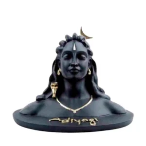 Adiyogi Shiva statue made of marble dust with gold detailing for home decor