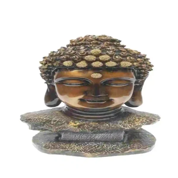Big antique bronze Buddha head idol made of marble dust for home decor and spiritual gifting