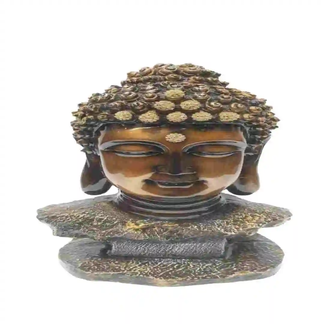 Big antique bronze Buddha head idol made of marble dust for home decor and spiritual gifting