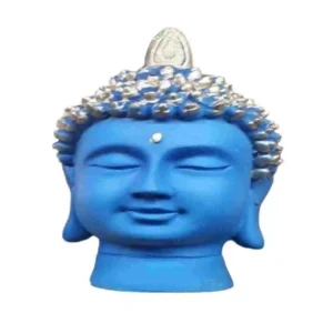 Blue Buddha Head Idol – Marble Dust Buddha Statue for Home Décor and Spiritual Gifting