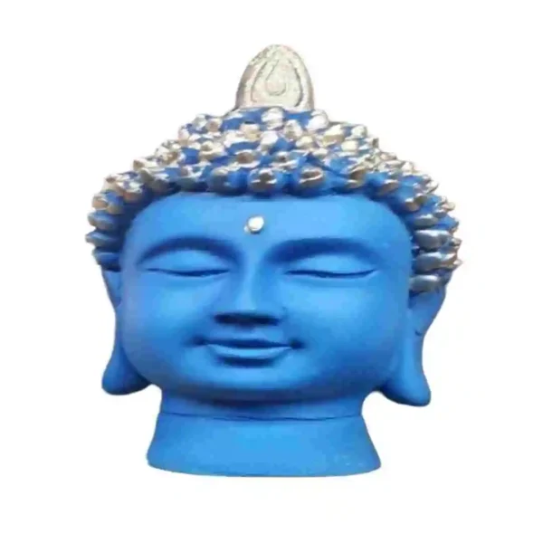 Blue Buddha Head Idol – Marble Dust Buddha Statue for Home Décor and Spiritual Gifting