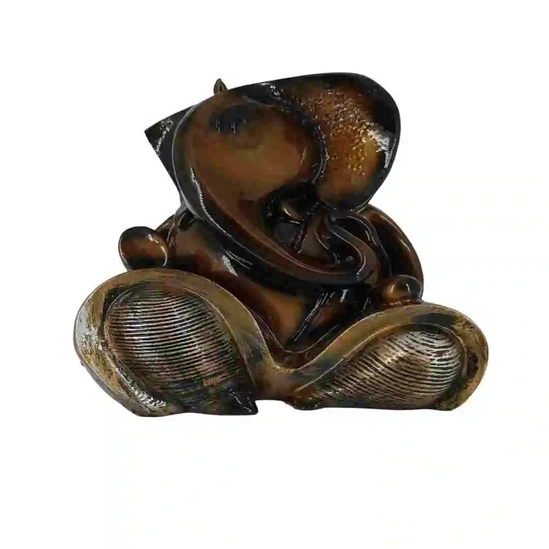 Abstract brown Ganesh idol in marble dust – unique modern style Ganpati murti for home decor and entrance