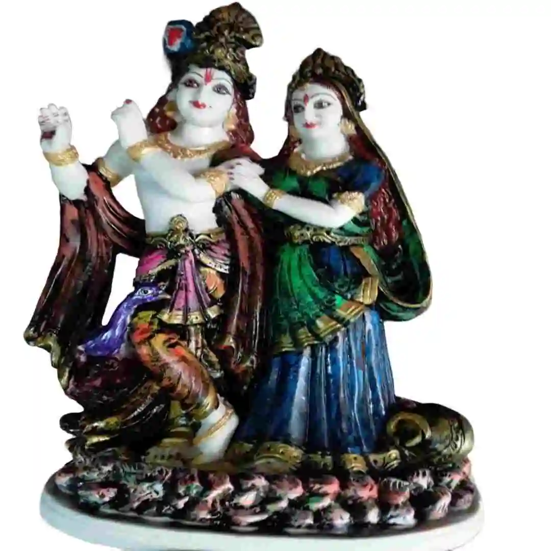 Krishna and Radha idol – Handcrafted marble dust moorti for home decor and pooja
