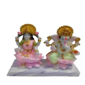 Laxmi Ganesh Murti – Marble Dust Lakshmi Ganesha Idol for Home Temple and Pooja Décor