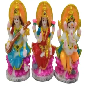 Laxmi Ganesh Saraswati Murti Set – Marble Dust Idols for Home Pooja and Decor