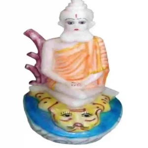 Lokenath Baba Murti Marble Dust Idol Seated on Tiger Skin Base for Pooja
