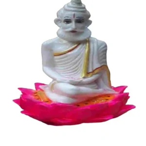 Lokenath Baba Murti Marble Dust Idol Seated on Pink Lotus Base