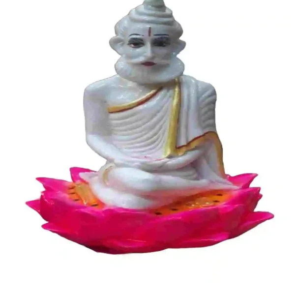 Lokenath Baba Murti Marble Dust Idol Seated on Pink Lotus Base