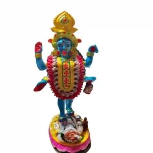 Multicolor Standing Maa Kali Murti in Marble Dust – Kali Mata Idol on Shiva