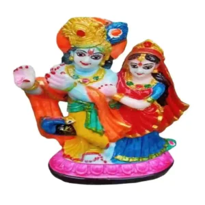 Colorful Radha Krishna Idol Made of Marble Dust – Traditional Moorti for Mandir