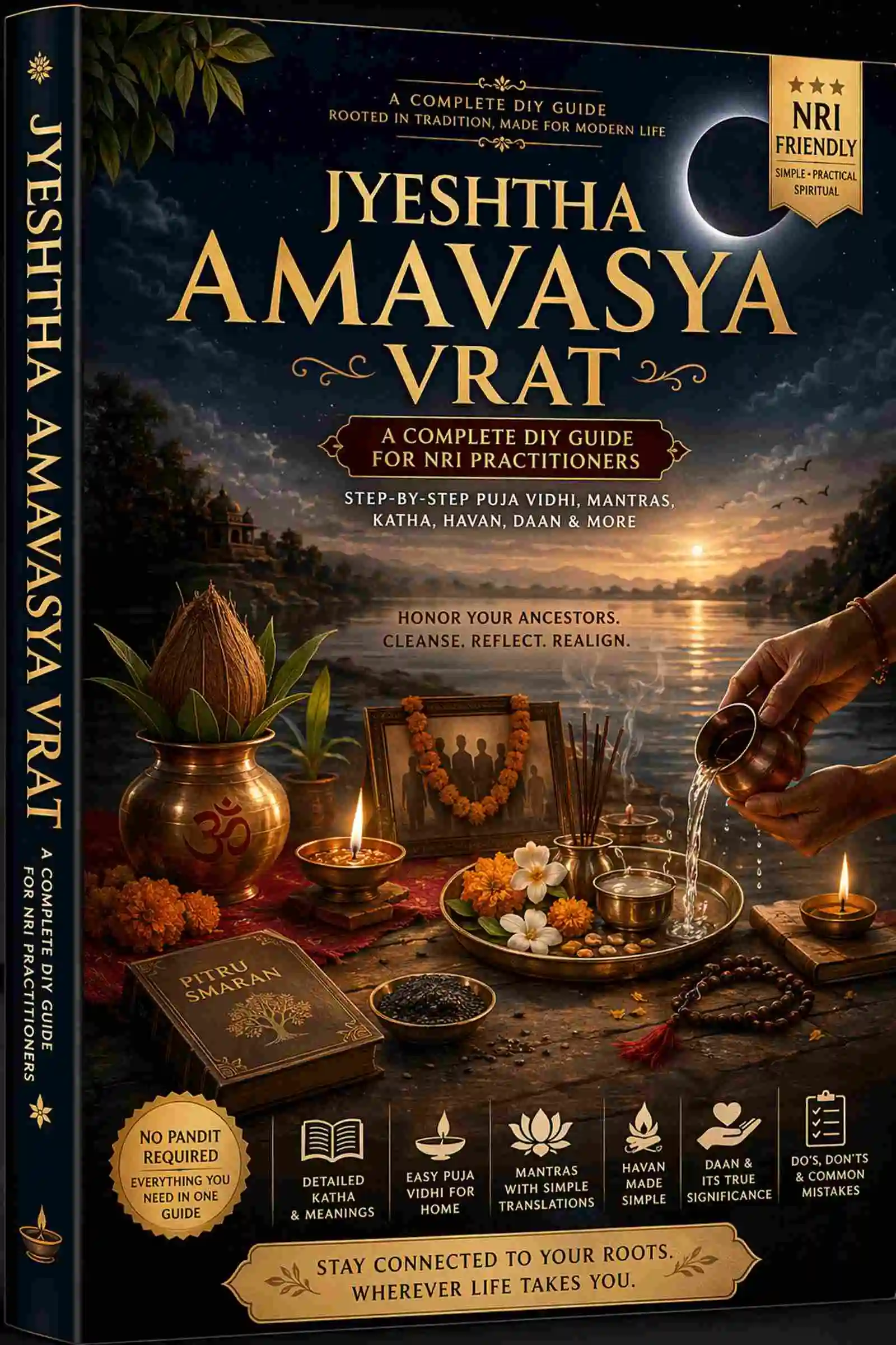 Jyeshtha Amavasya Vrat DIY Puja Guide ebook cover with step-by-step vidhi, mantra, katha and NRI-friendly spiritual guide