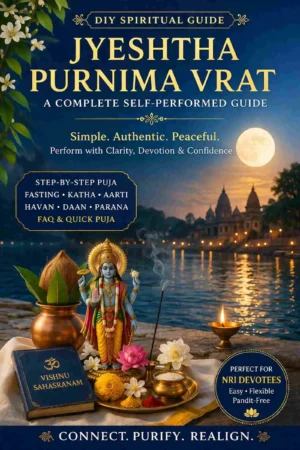 Jyeshtha Purnima Vrat Puja Vidhi DIY Guide eBook Cover with Vishnu Puja Setup