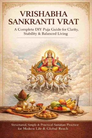 Vrishabha Sankranti Vrat Puja Guide DIY ebook cover with Surya illustration