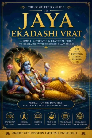 Jaya Ekadashi Vrat Puja Guide Ebook Cover with Vishnu Worship and DIY Sanatan Rituals