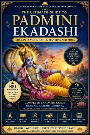 Padmini Ekadashi Vrat Puja Guide ebook cover with Lord Vishnu illustration and devotional theme