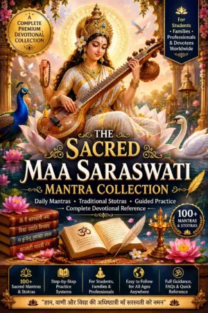 The Sacred Maa Saraswati Mantra Collection – Premium Bilingual Digital eBook Cover